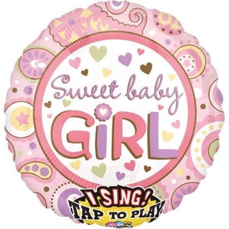 BALON FOLIOWY GRAJĄCY SWEET BABY GIRL 71 CM