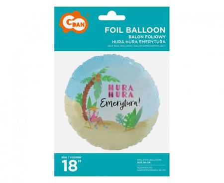 BALON FOLIOWY HURA HURA EMERYTURA 46 CM