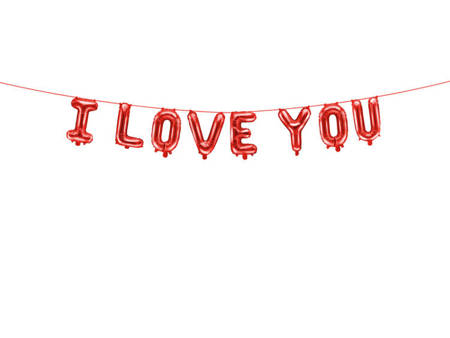 BALON FOLIOWY I LOVE YOU 260X40CM CZERWONY