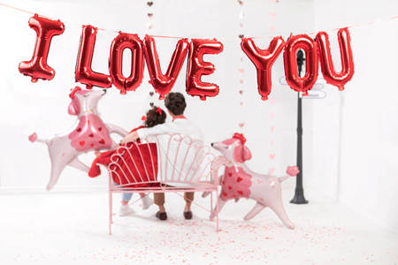 BALON FOLIOWY I LOVE YOU 260X40CM CZERWONY