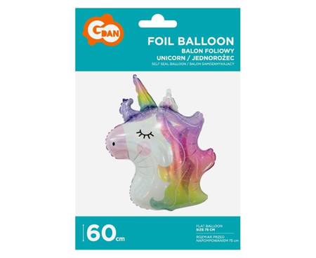 BALON FOLIOWY JEDNOROŻEC GŁOWA 75 CM