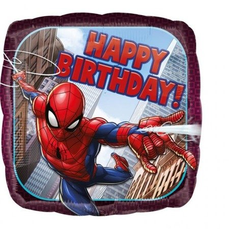 BALON FOLIOWY KWADRATOWY 45cm, SPIDERMAN URODZINY