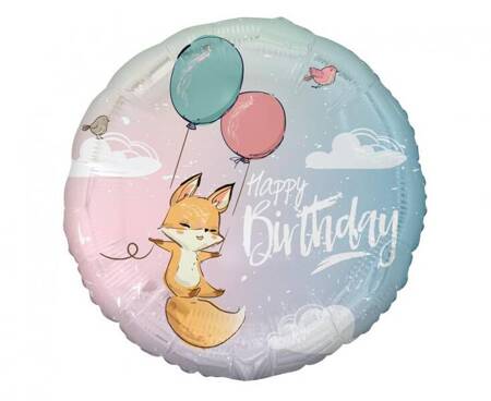 BALON FOLIOWY LISEK HAPPY BIRTHDAY 45 CM