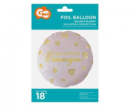 BALON FOLIOWY NAJLEPSZA DZIEWCZYNA 46 CM