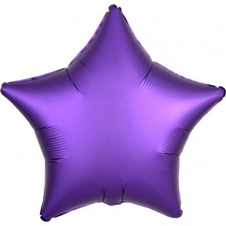 BALON FOLIOWY SATYNOWY GWIAZDKA 48 cm FIOLETOWY