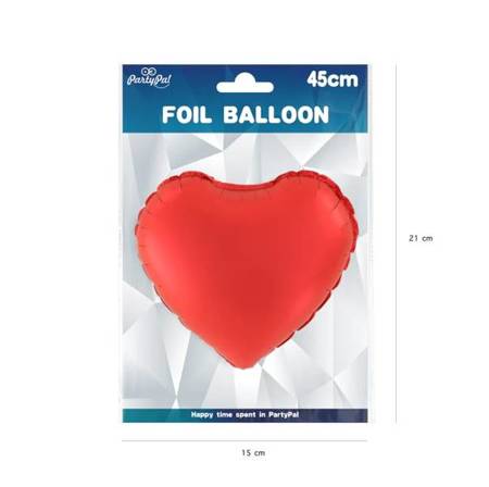 BALON FOLIOWY SERCE CZERWONE MAT 45 CM