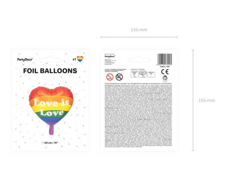 BALON FOLIOWY SERCE LOVE IS LOVE TĘCZA