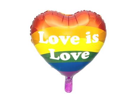 BALON FOLIOWY SERCE LOVE IS LOVE TĘCZA