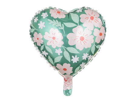 BALON FOLIOWY SERCE W KWIATY 45 cm