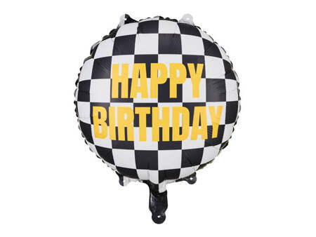 BALON FOLIOWY SZACHOWNICA WYŚCIG HAPPY BIRTHDAY 45 CM