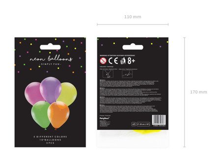 BALONY 25cm, NEONOWE 5 szt.