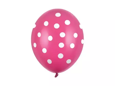 BALONY 30 CM RÓŻOWE, BIAŁE KROPKI, 50 SZT