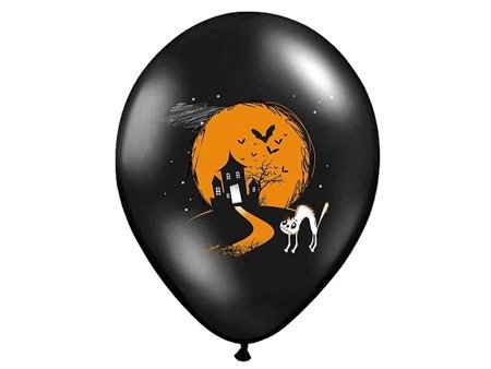 BALONY 30 cm, CZARNE DUCH HALLOWEEN 50 szt.