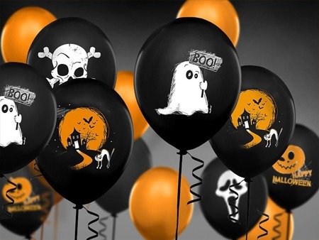 BALONY 30 cm, CZARNE DUCH HALLOWEEN 50 szt.