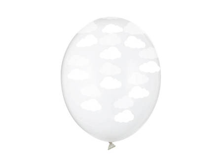 BALONY 30 cm PRZEJRZYSTE CHMURKI 50 szt.