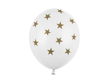 BALONY 30cm, BIAŁY, GWIAZDKI, 6 szt.