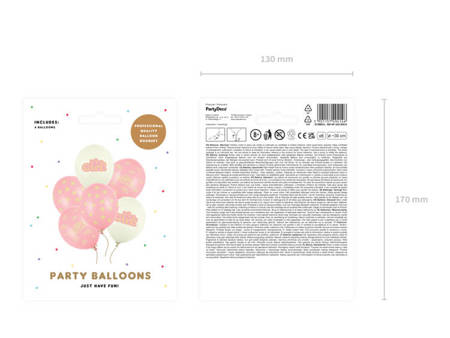 BALONY 30cm. IT'S A GIRL, PASTEL MIX, 6 szt.