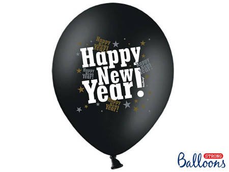 BALONY 30cm, METALIK HAPPY NEW YEAR 50 szt.