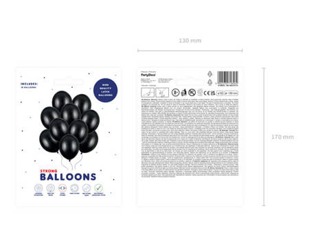 BALONY 30cm STRONG METALIK CZARNY 10 szt