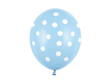 BALONY BŁĘKITNE BIAŁE KROPKI 50 SZT 30 CM