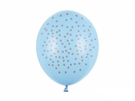 BALONY BŁĘKITNE ZŁOTE KROPKI 6 SZT 30 CM