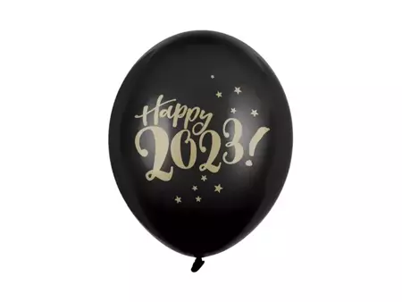 BALONY CZARNE HAPPY 2023! 30 CM 50 SZT