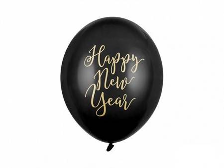 BALONY CZARNE HAPPY NEW YEAR 50 SZT 30 CM