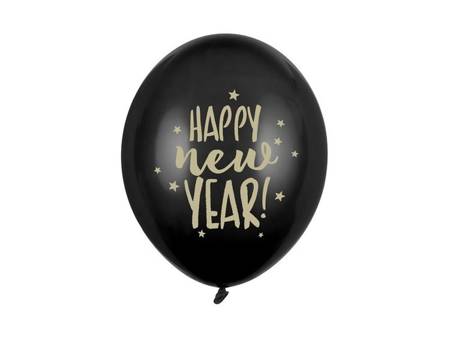 BALONY CZARNE HAPPY NEW YEAR 6 SZT 30 CM