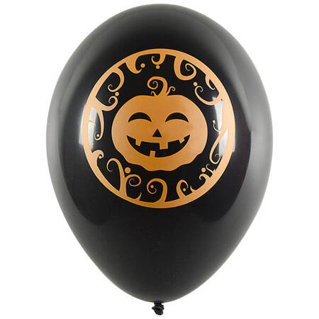 BALONY CZARNE Z NEONOWYM NADRUKIEM HALLOWEEN 5 SZT 