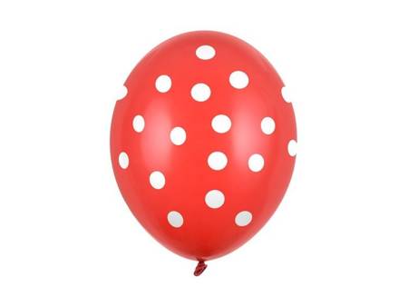 BALONY CZERWONE BIAŁE KROPKI 6 SZT 30 CM