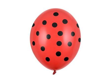 BALONY CZERWONE CZARNE KROPKI 6 SZT 30 CM