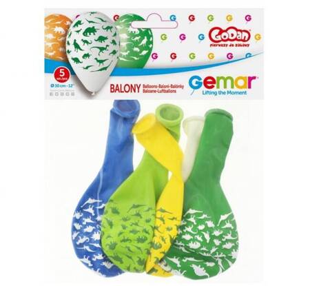 BALONY DINOZAURY 30 CM 5 SZT