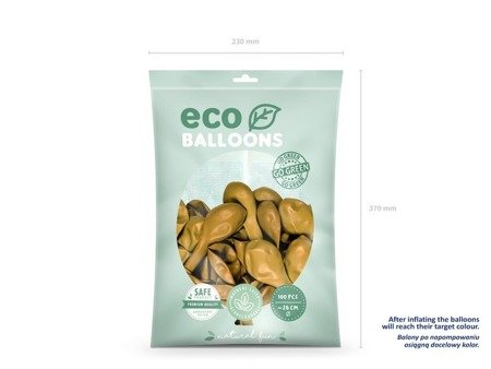 BALONY ECO 26 CM METALIZOWANE ZŁOTE 100 SZT