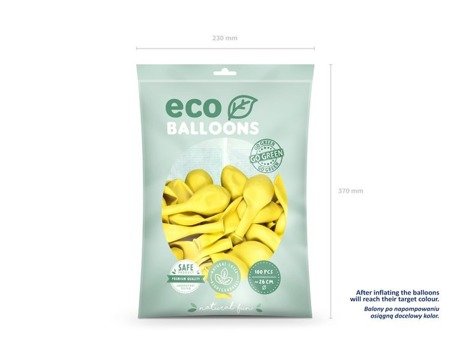 BALONY ECO 26 CM METALIZOWANE ŻÓŁTE 100 SZT