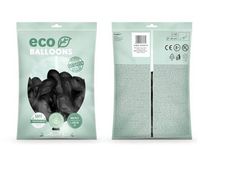 BALONY ECO 30 CM PASTELOWE CZARNE 100 SZT