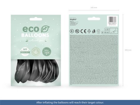 BALONY ECO 30 cm METAL. CZARNY 10 szt