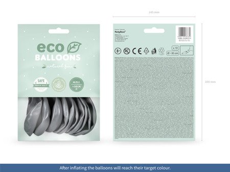 BALONY ECO 30cm METAL. SREBRNE 10szt