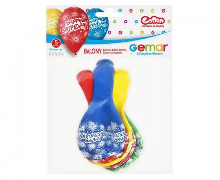 BALONY HAPPY BIRTHDAY URODZINY 30 CM 5 SZT.