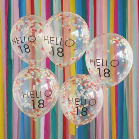 BALONY HELLO 18 KONFETTI 5 SZT 30 CM