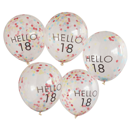 BALONY HELLO 18 KONFETTI 5 SZT 30 CM