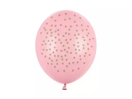 BALONY JASNORÓŻOWE ZŁOTE KROPKI 50 SZT 30CM