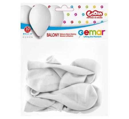 BALONY LATEKSOWE BIAŁE 25 CM 10 SZT 