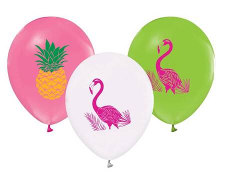 BALONY LATEKSOWE FLAMINGI I ANANASY 30 CM 5 SZT.