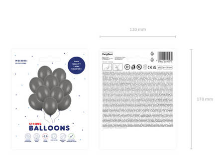 BALONY LATEKSOWE SZARE 30CM 10SZT