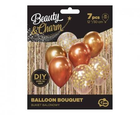 BALONY LATEKSOWE ZŁOTO-MIEDZIANE 30 CM 7 SZT