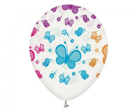 BALONY MOTYLKI WIELOKOLOROWE 30 CM 5 SZT.