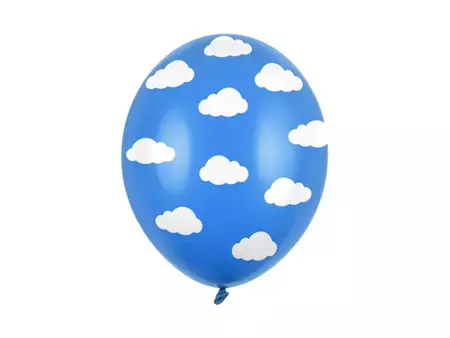 BALONY NIEBIESKIE BIAŁE CHMURKI 50 SZT. 30 CM