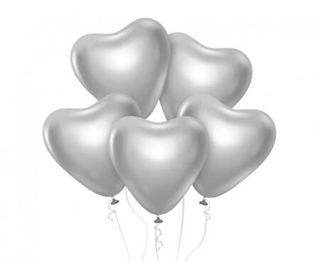 BALONY PLATYNOWE SERCA SREBRNE 30 CM 6 SZT.