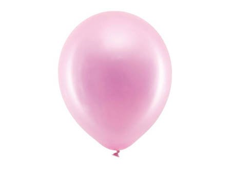 BALONY RAINBOW 30 CM METALIZOWANE RÓŻOWE