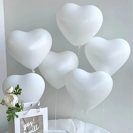 BALONY SERCA BIAŁE BIODEGRADOWALNE 6 SZT 25 CM 